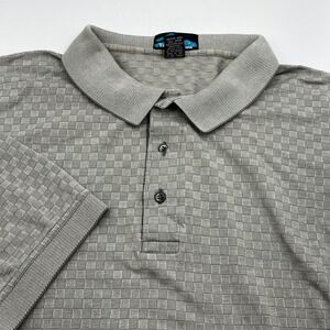 Vintage Tri-Mountain Mens 3XL Grey Checkered Mercerized Cotton Polo Shirt Wabash
